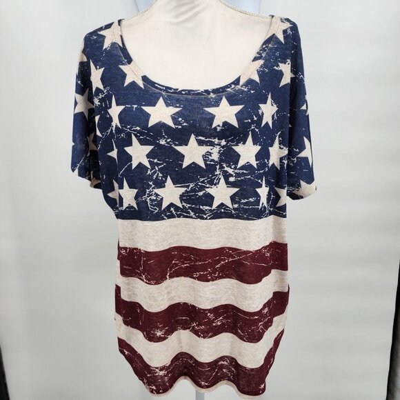 VOCAL Distressed American Flag Short Sleeve T Shirt Top S-XL NWT - Picture 3 of 9